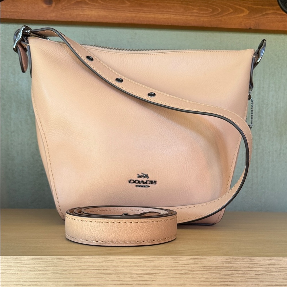 Coach Pebbled Leather Crossbody Bag in Blush Nude with Gunmetal Hardware
